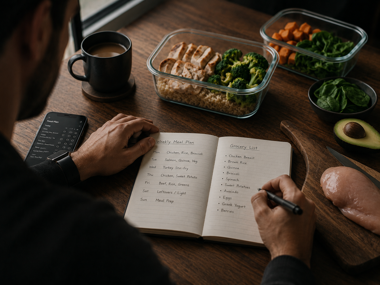 Meal planning, food preparation and a grocery list